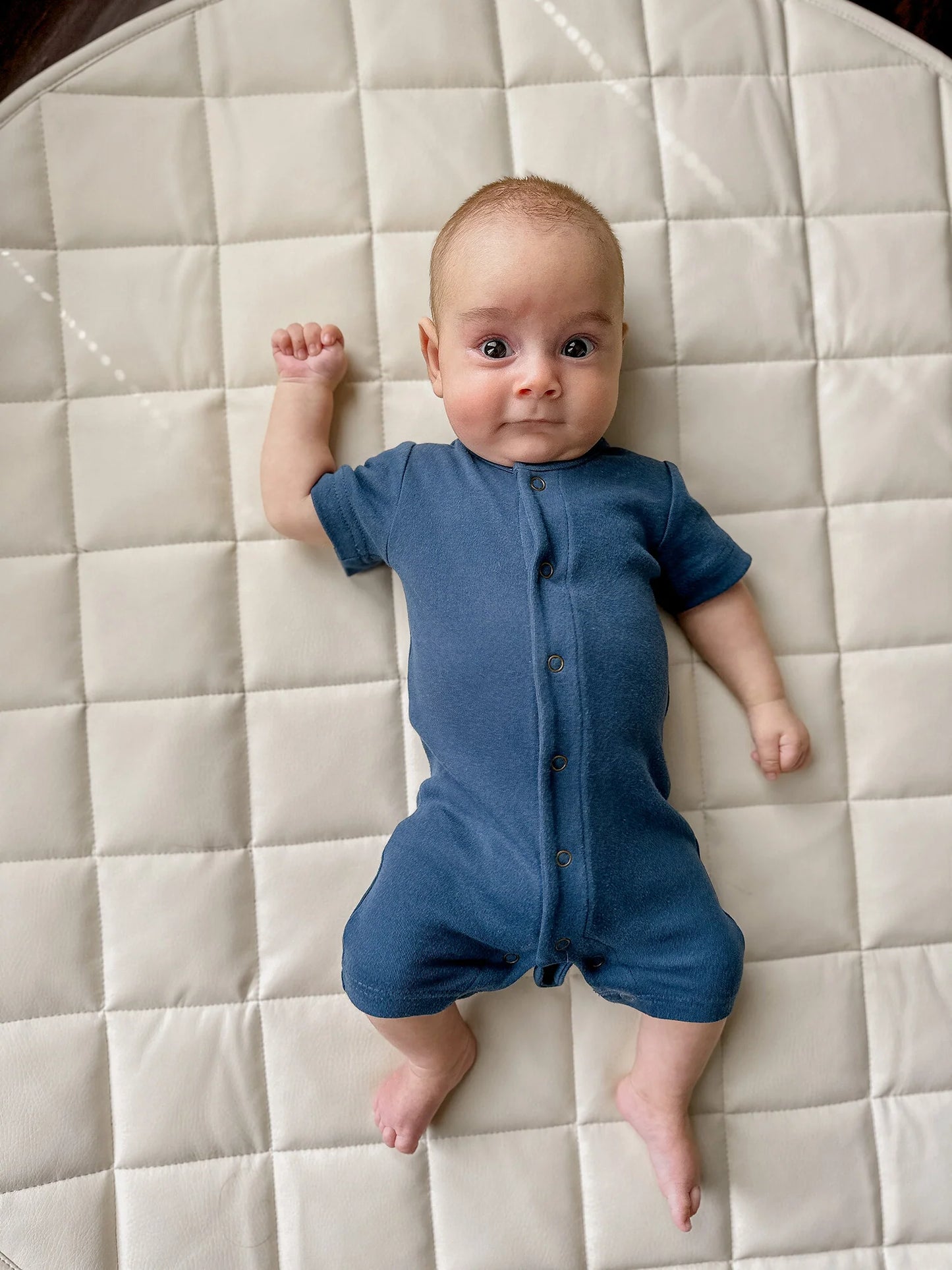 Organic Short-Sleeve Romper | Blue