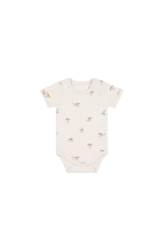 Organic Cotton Hudson Short Sleeve Bodysuit | Sasha Puppy in Tofu
