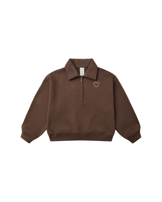 Quarter Zip Sweatshirt || Brown