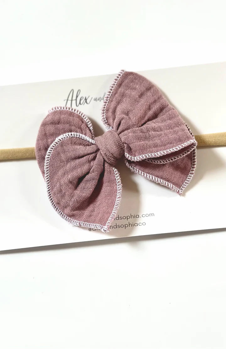 Purple Gauze Fable Bow | Nylon Headband
