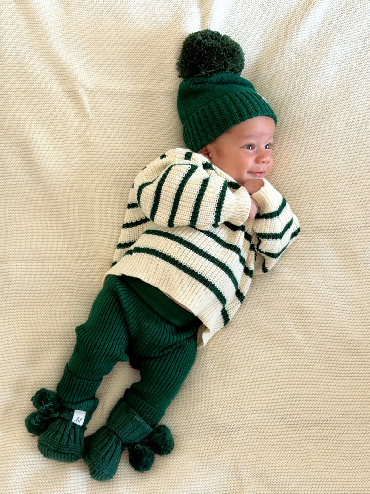 Chunky Knit Striped Sweater | Alpine Green