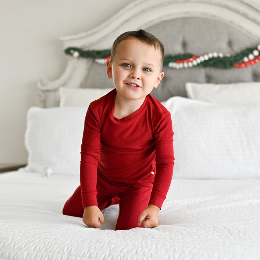Berry Red | Small Ribbed Bamboo Pajama Set