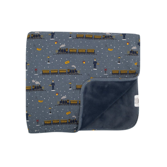 Christmas Trains Small Ribbed Blanket