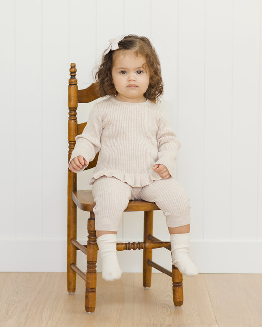 Rib Knit Peplum Top || Heathered Oatmeal