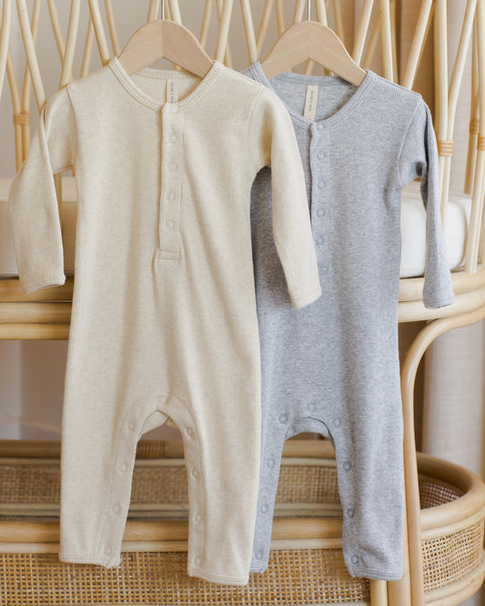 Ribbed Baby Jumpsuit || Oatmeal