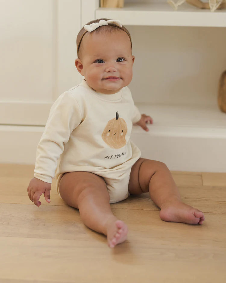 Crewneck Bubble Romper || Pumpkin