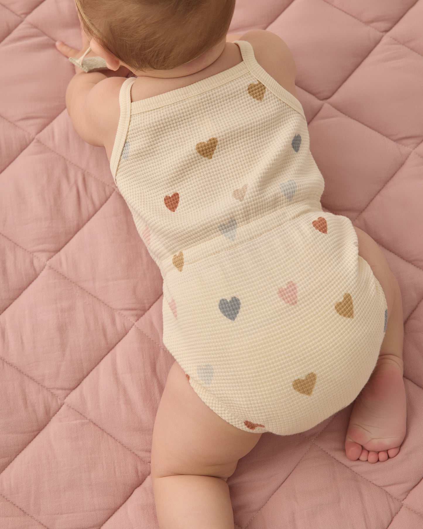 Waffle Cinch Romper || Confetti Hearts