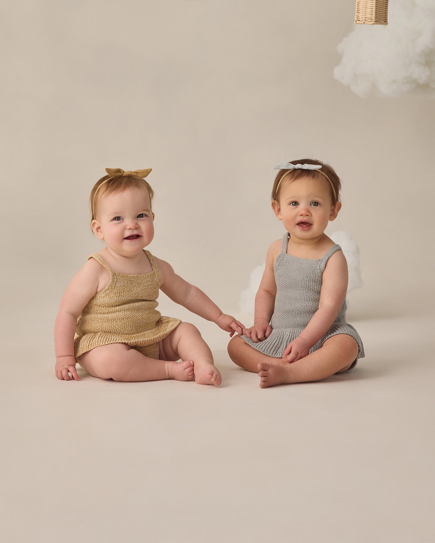 Knit Ruffle Romper || Heathered Sky