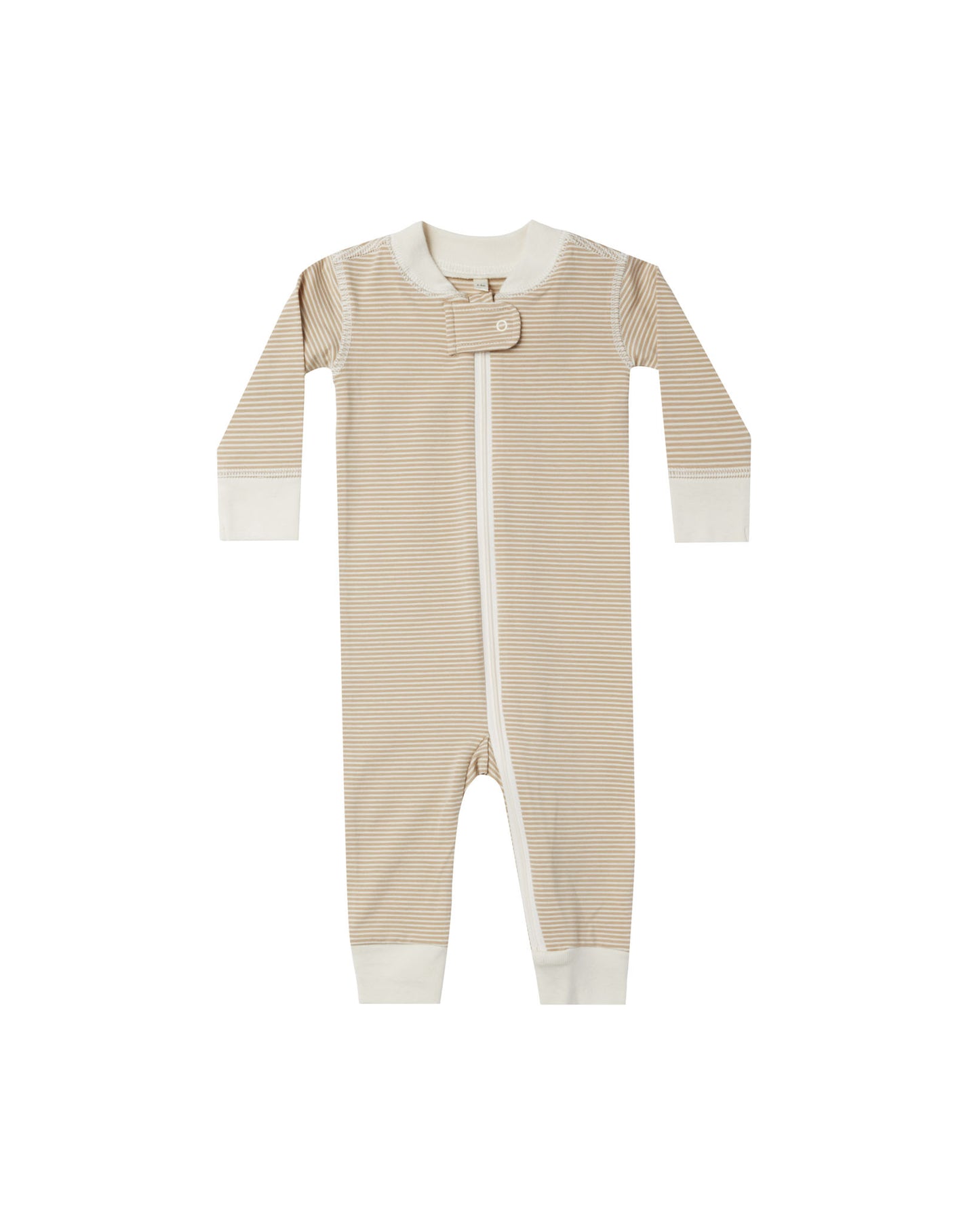 Zip Long Sleeve Sleeper | Latte Micro Stripe