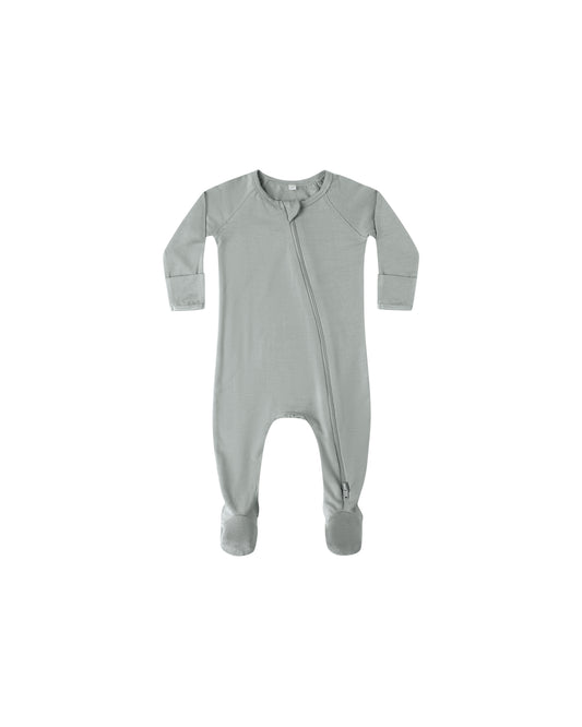 Bamboo Zip Footie || Steel Blue