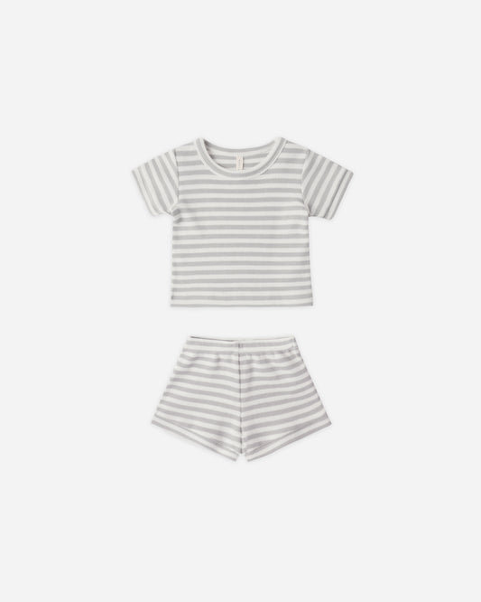Waffle Shortie Set || Sage Stripe