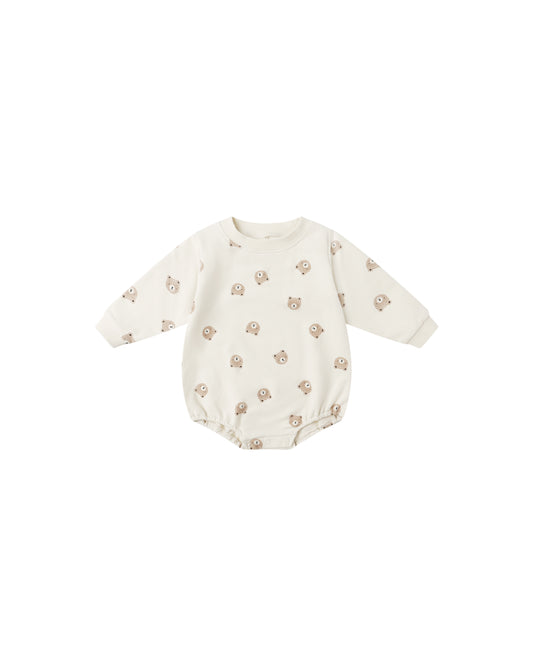 Crewneck Bubble Romper || Brown Bear