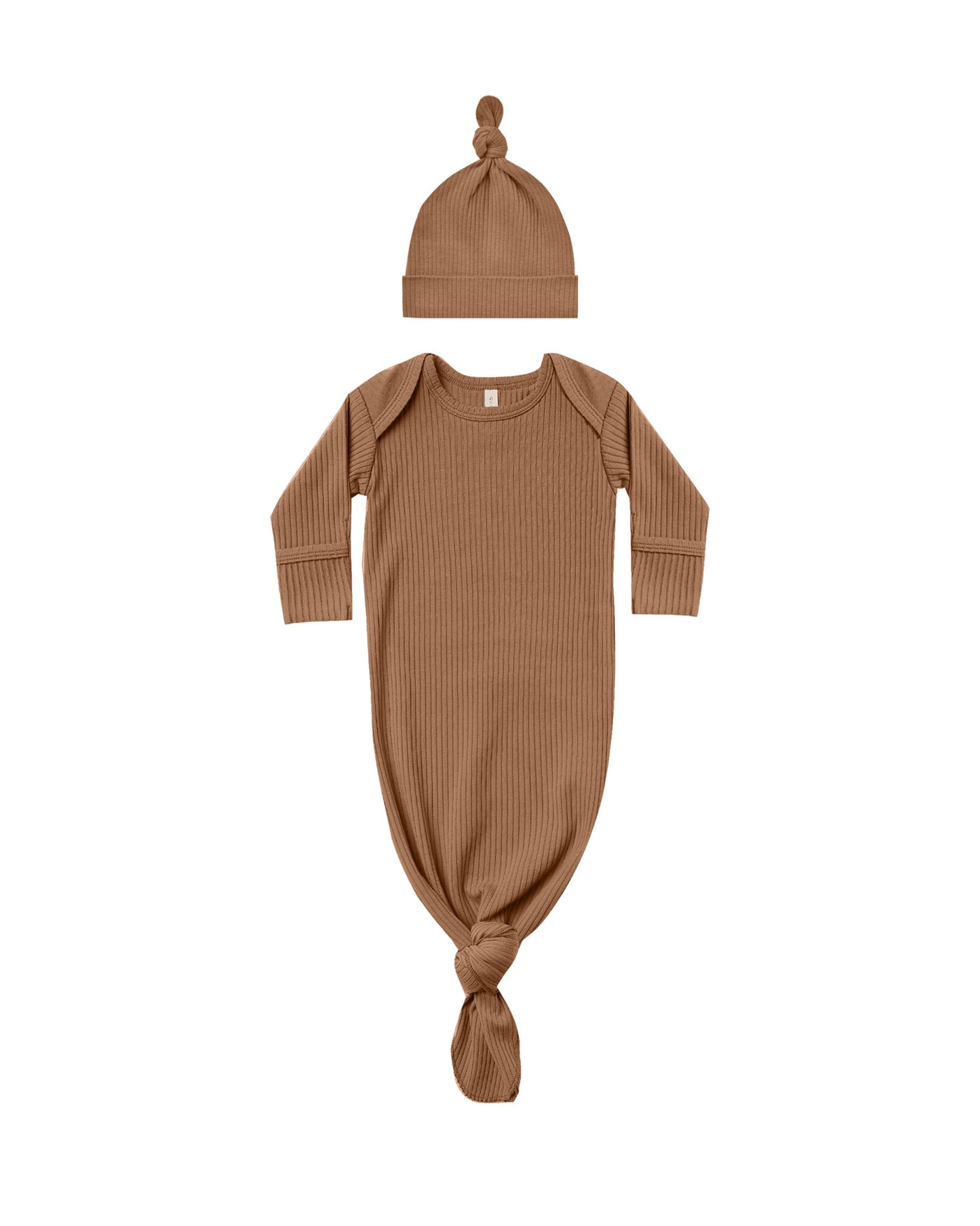 Knotted Baby Gown + Hat | Cinnamon