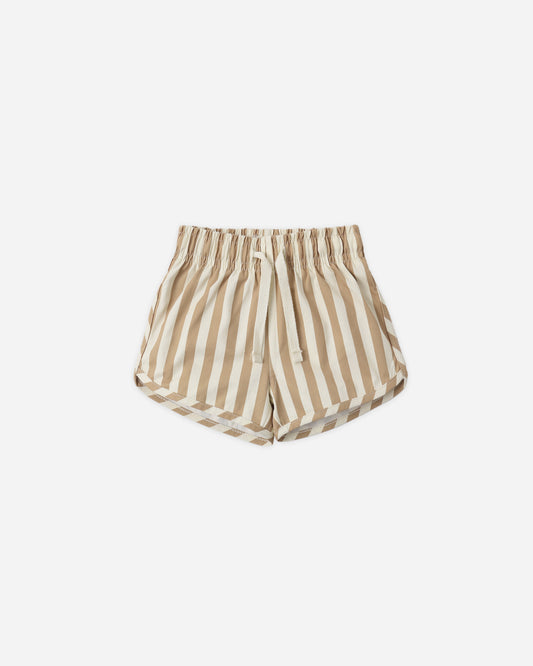 Boys Swim Short || Blue + Butterscotch Stripe