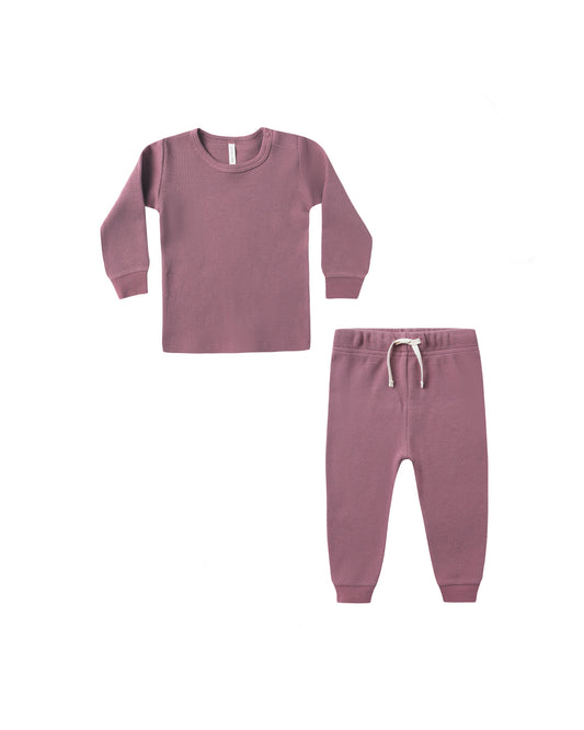 Waffle Top + Pant Set || Mulberry