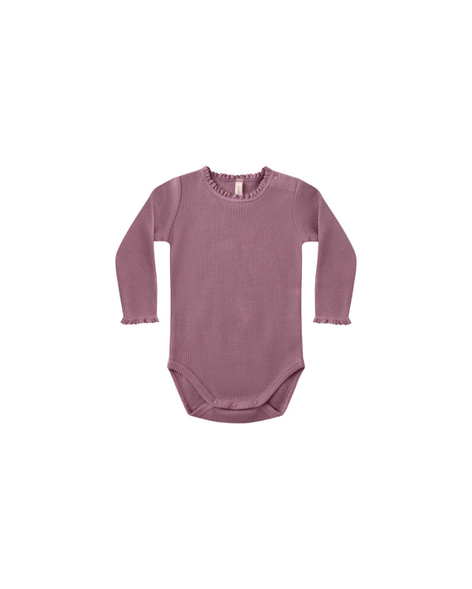 Waffle Long Sleeve Bodysuit || Mulberry