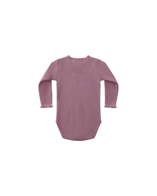 Waffle Long Sleeve Bodysuit || Mulberry