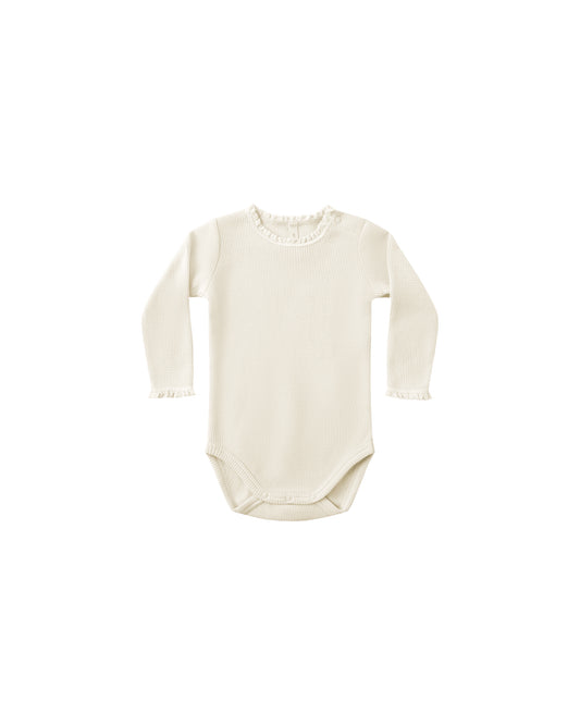 Waffle Long Sleeve Bodysuit || Natural