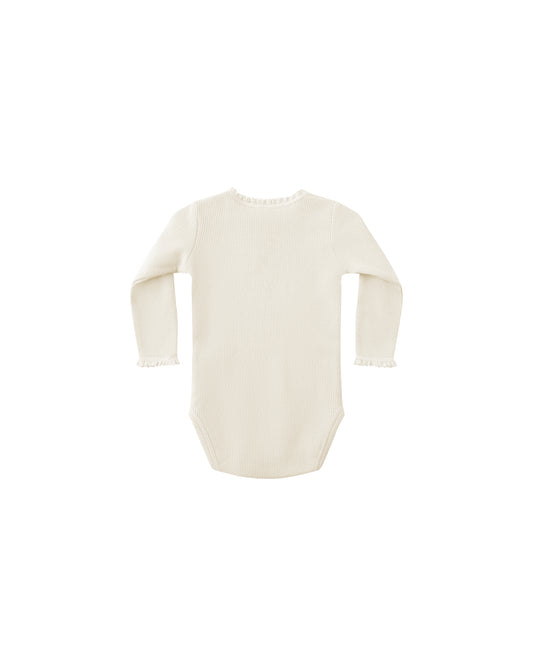 Waffle Long Sleeve Bodysuit || Natural