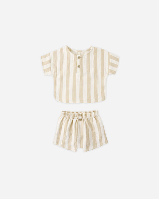 Woven Boxy Top + Short Set || Summer Stripe