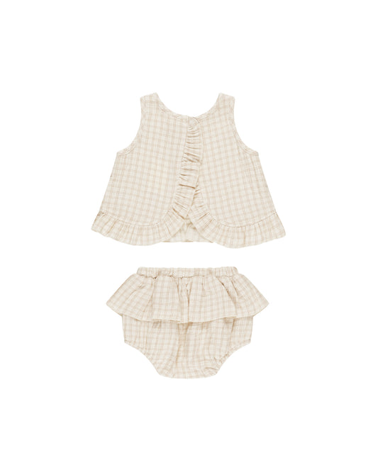 Ruffled Tulip Top + Bloomer Set || Oat Check