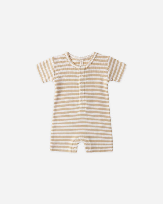 Waffle Snap Romper || Butterscotch Stripe