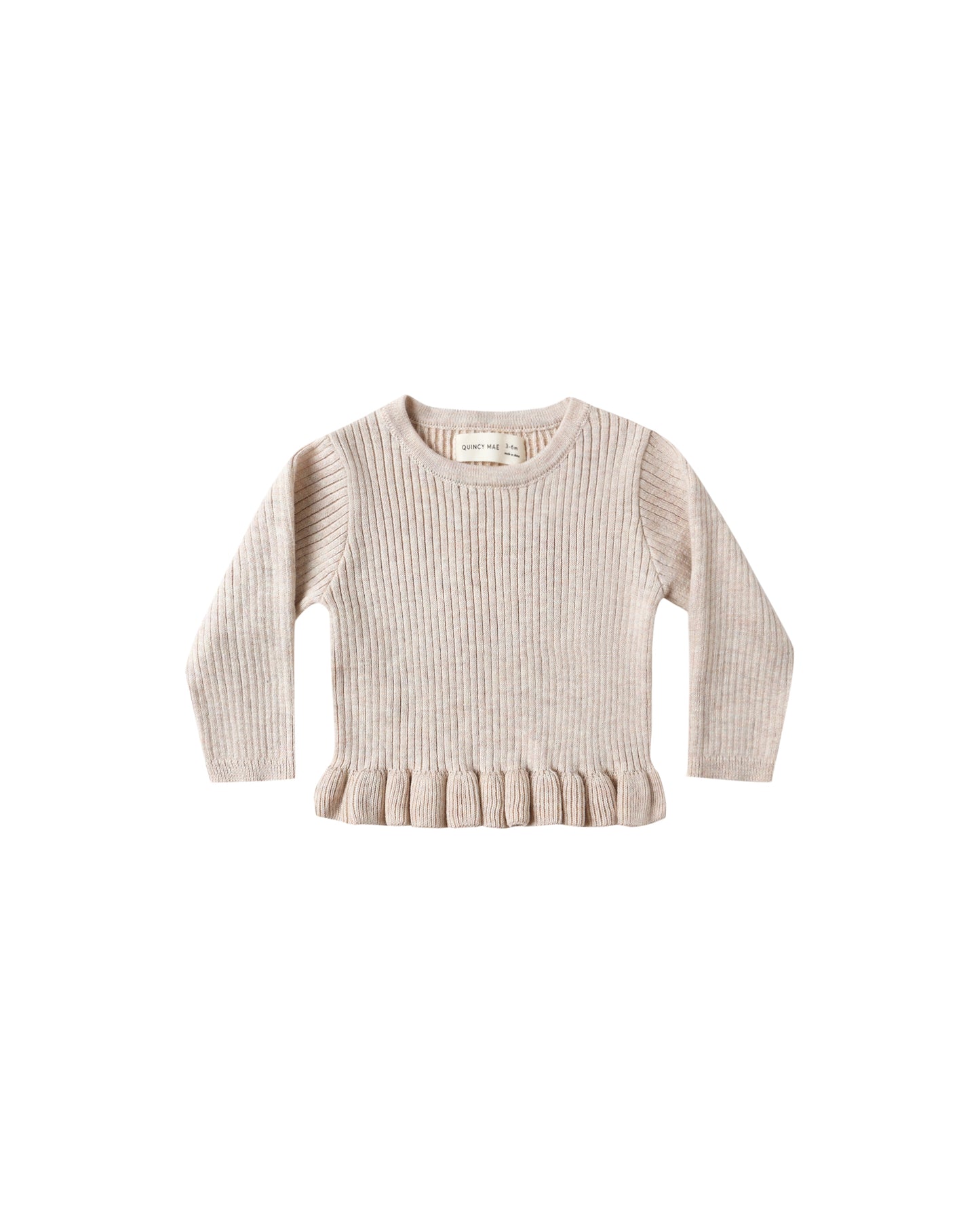 Rib Knit Peplum Top || Heathered Oatmeal