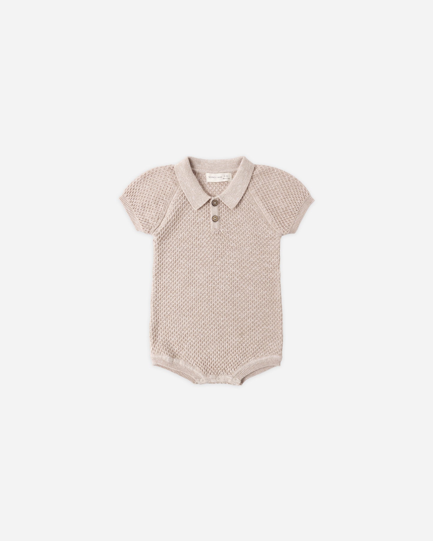 Knit Polo Romper || Heathered Latte
