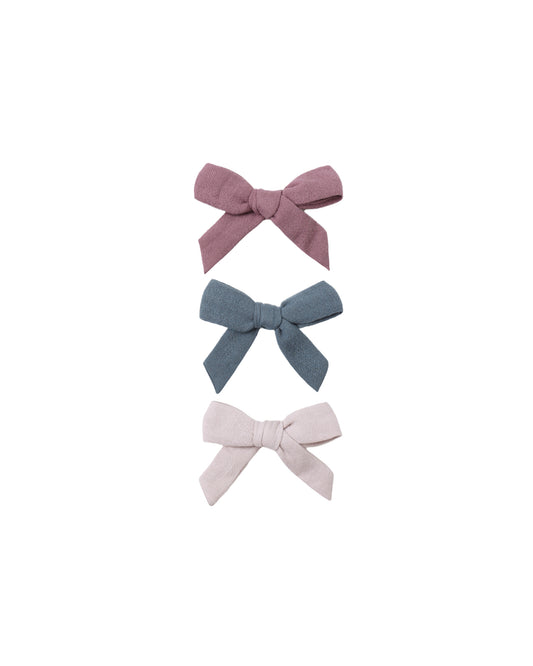 Bow W. Clip, Set Of 3 || Mulberry, Ocean, Lilac