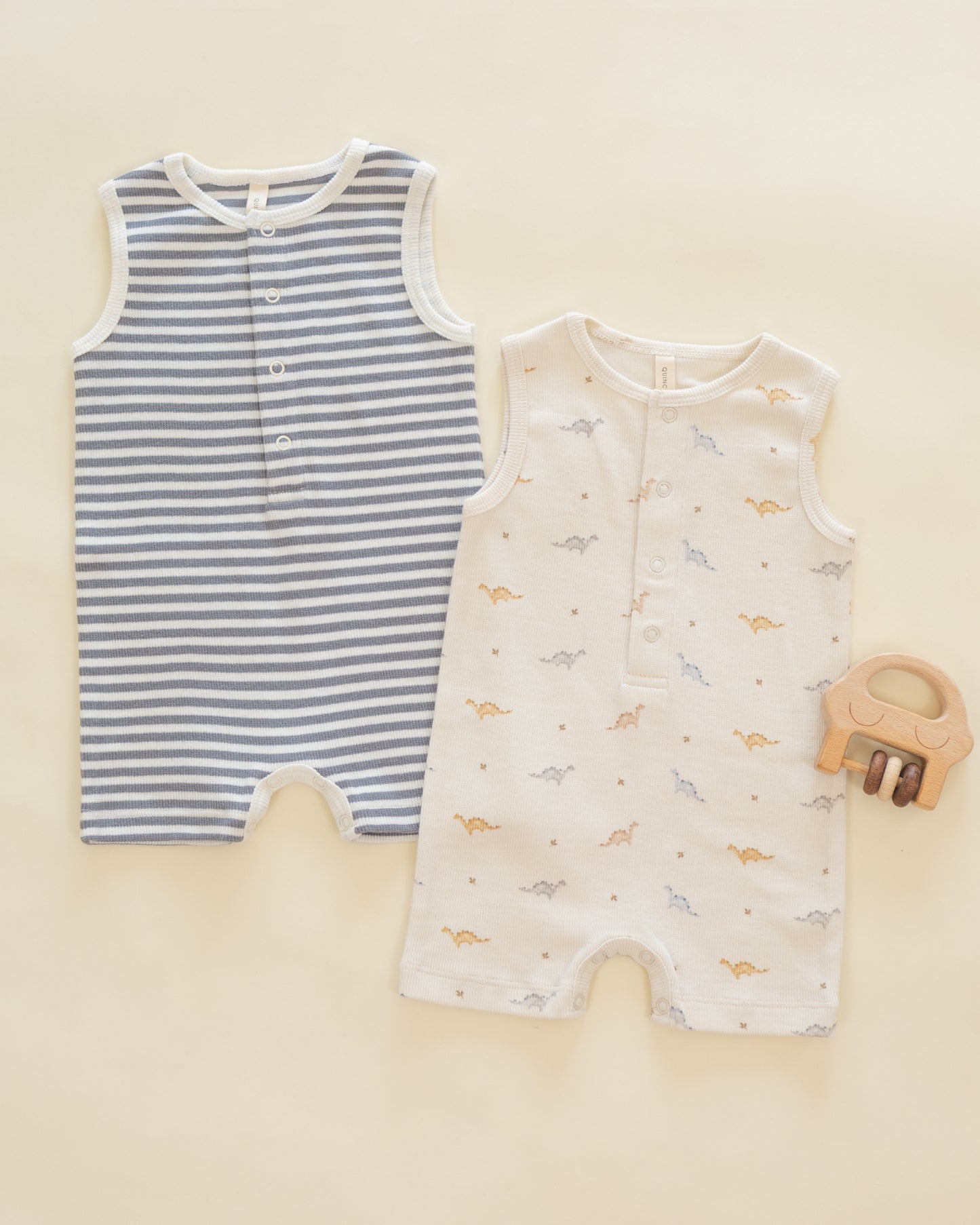 Ribbed Henley Romper || Ocean Stripe