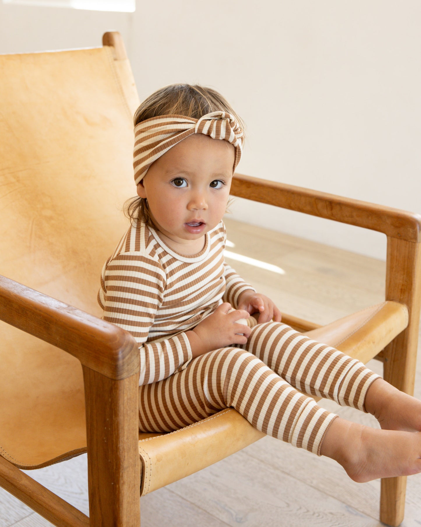 Ribbed Long Sleeve Bodysuit | Cinnamon Stripe
