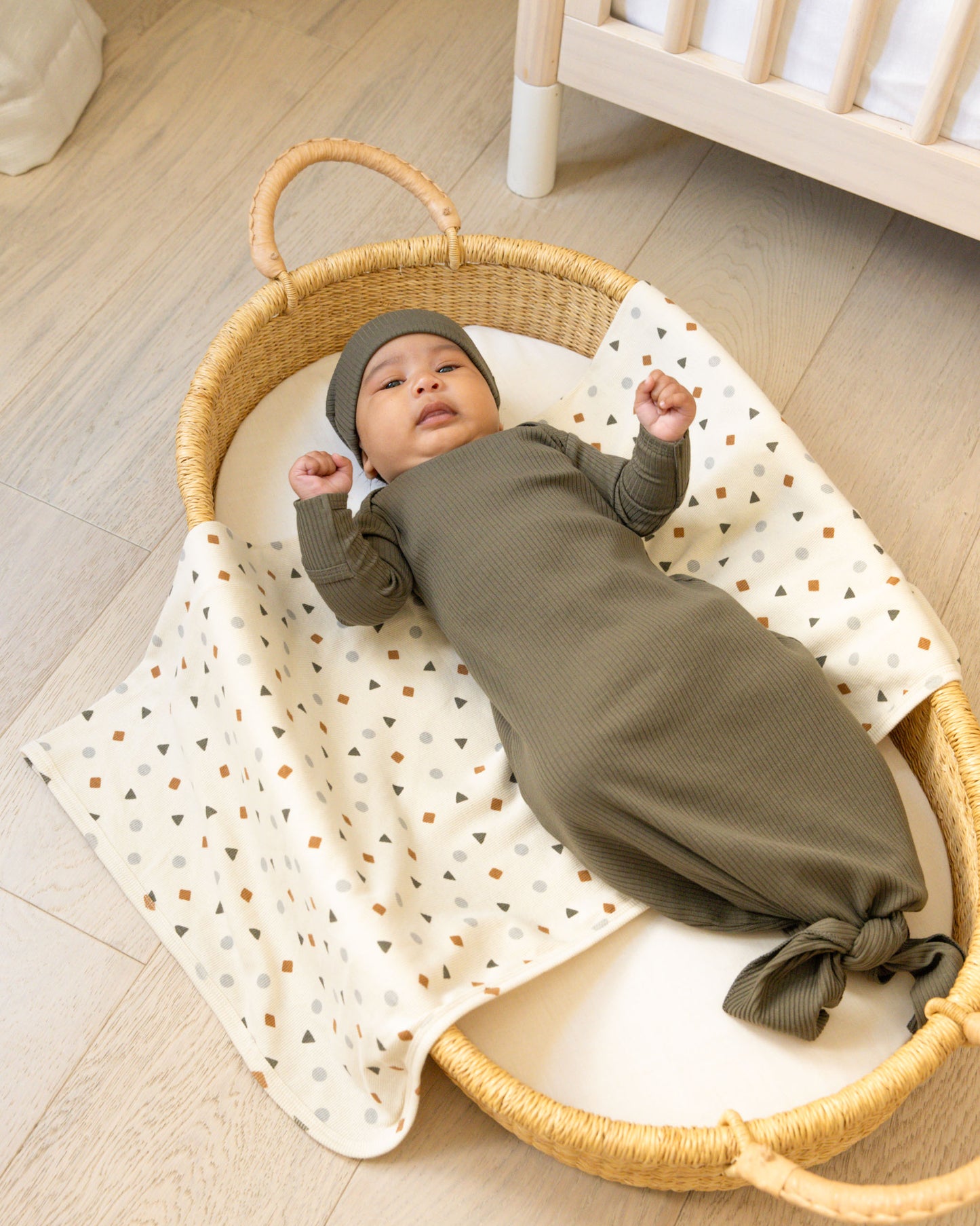 Knotted Baby Gown + Hat | Forest