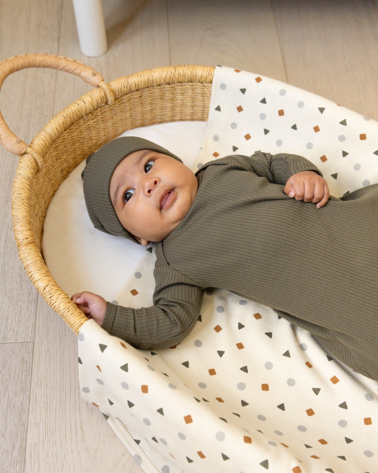 Knotted Baby Gown + Hat | Forest