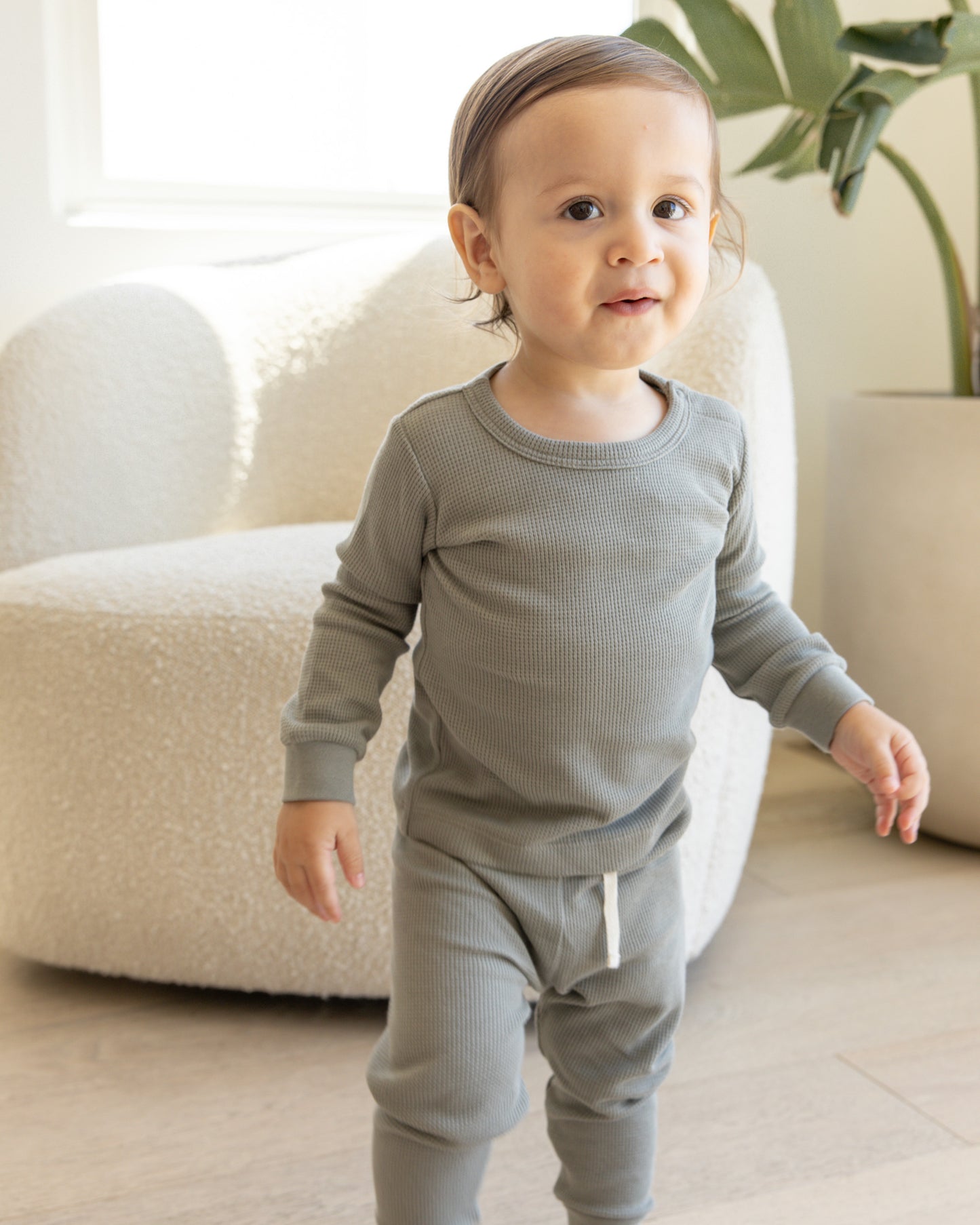 Waffle Top + Pant Set | Basil