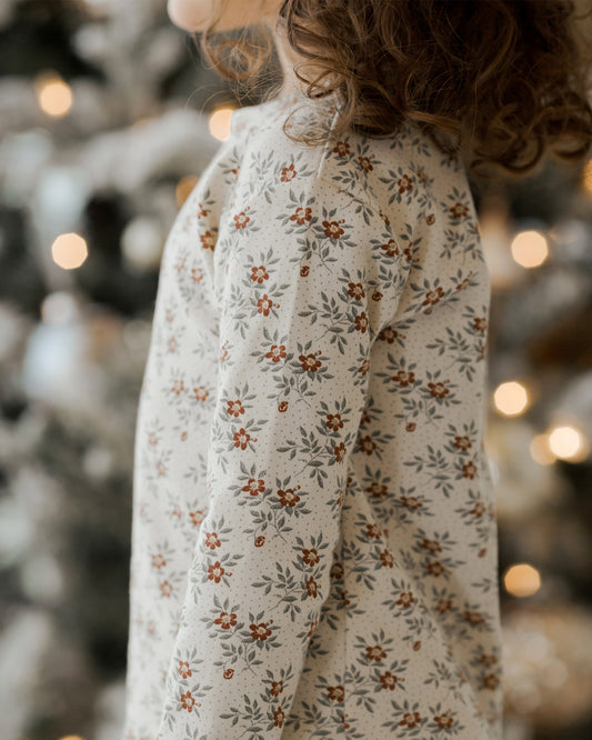 Organic Long Sleeve Pajama Set | Holiday Floral