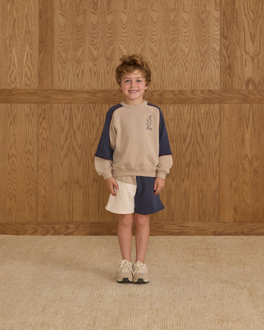 Paneled Sweatshirt || Stone