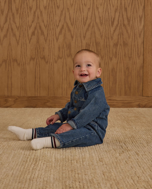Collared Baby Jumpsuit || Indigo Denim