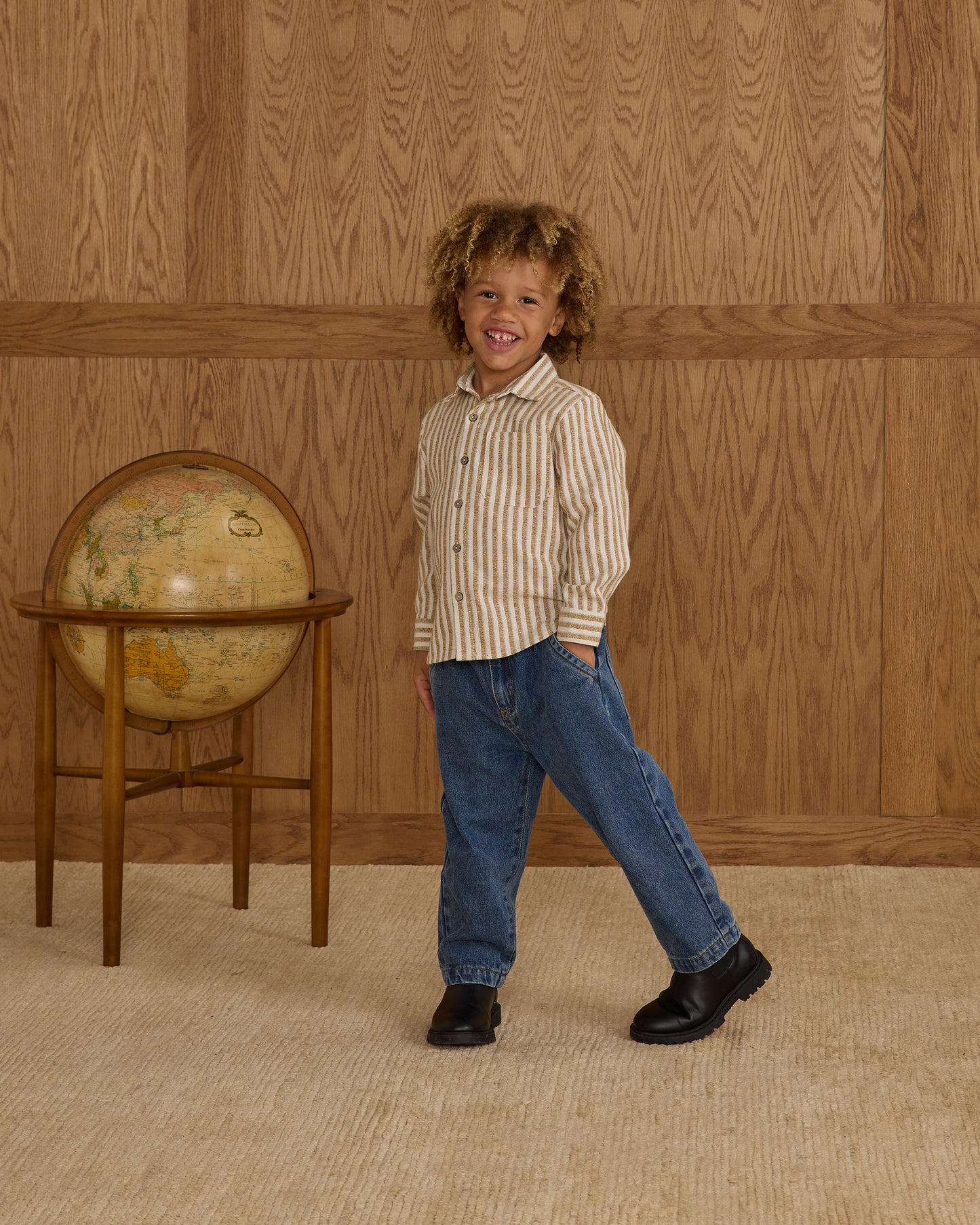 Collared Long Sleeve Shirt || Golden Stripe