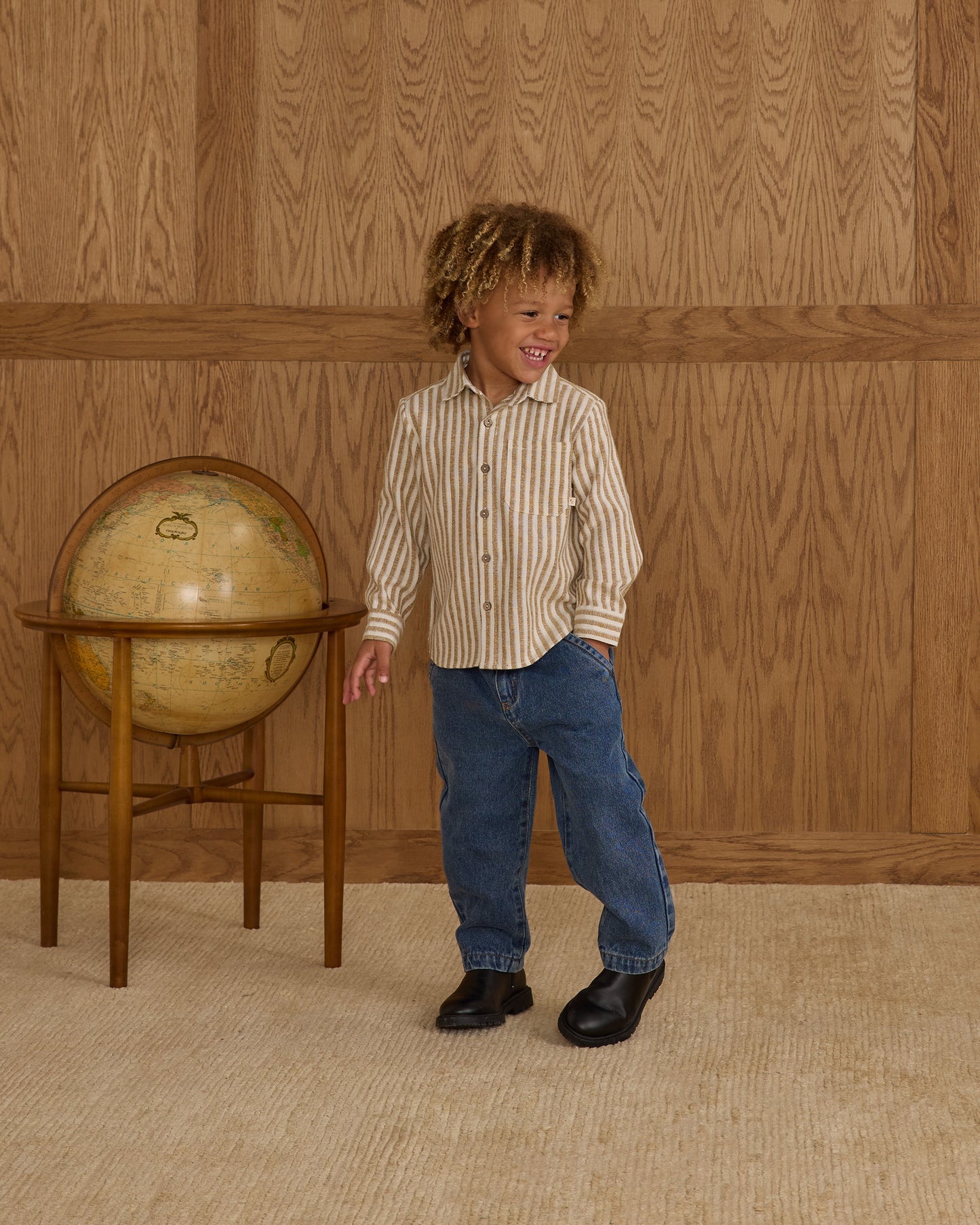 Collared Long Sleeve Shirt || Golden Stripe