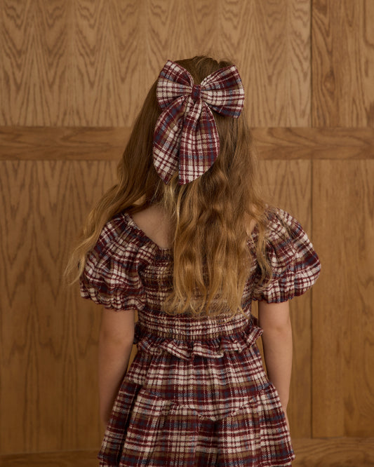 Oversized Bow || Burgundy Plaid