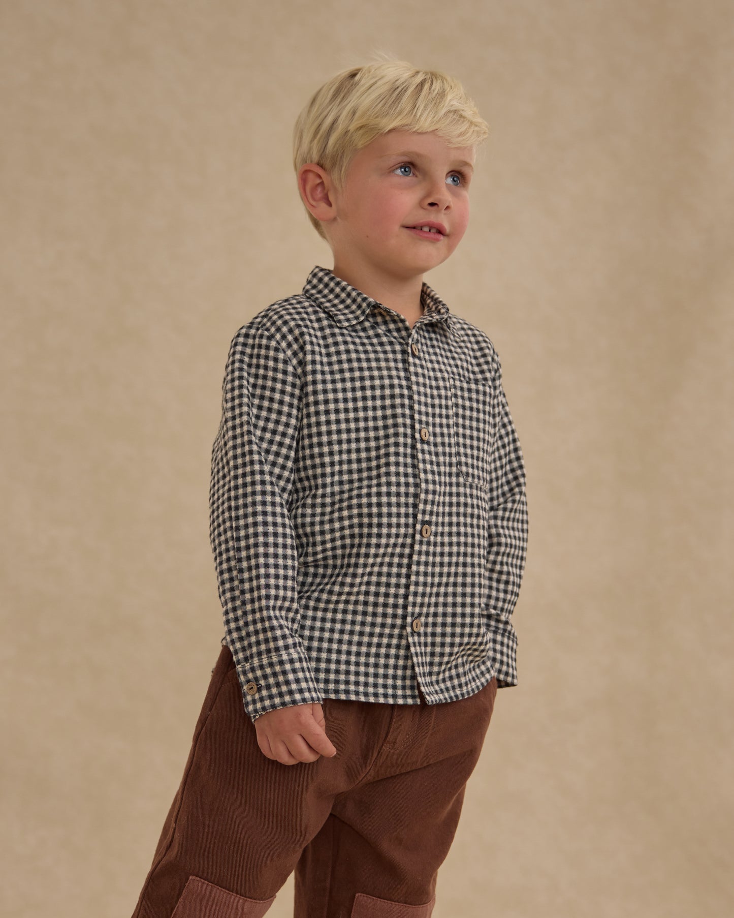 Collared Long Sleeve Shirt || Black Gingham