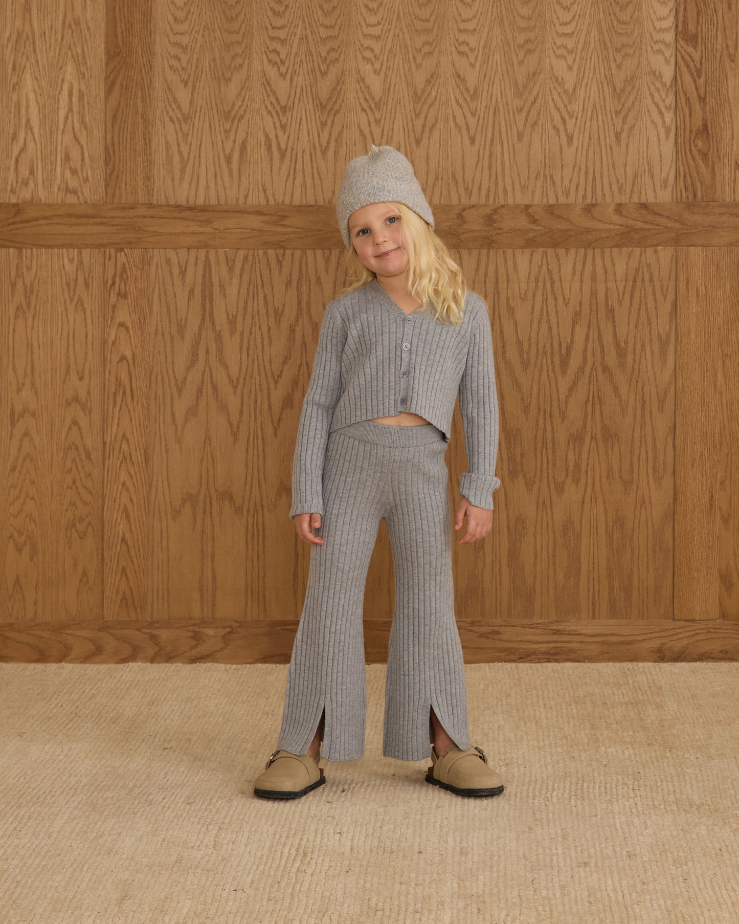 Long Sleeve Knit Button Top || Dusty Blue