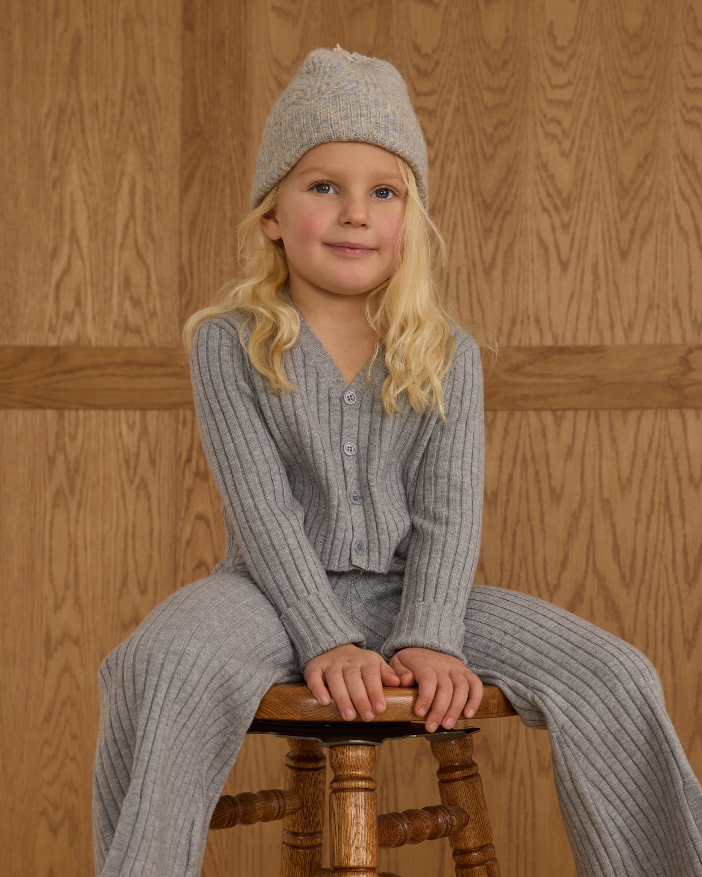 Long Sleeve Knit Button Top || Dusty Blue