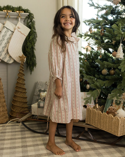 Girls Nightgown || Candy Cane Stripe