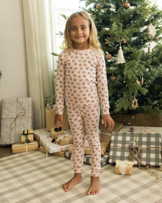 Organic Long Sleeve Pajama Set || Holly Berry