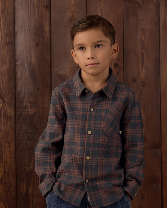 Collared Long Sleeve Shirt || Midnight Plaid