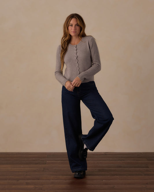 Women's Scallop Cardigan | Dusty Blue