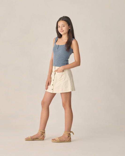 Ribbed Tank || Heathered Marine - Teen