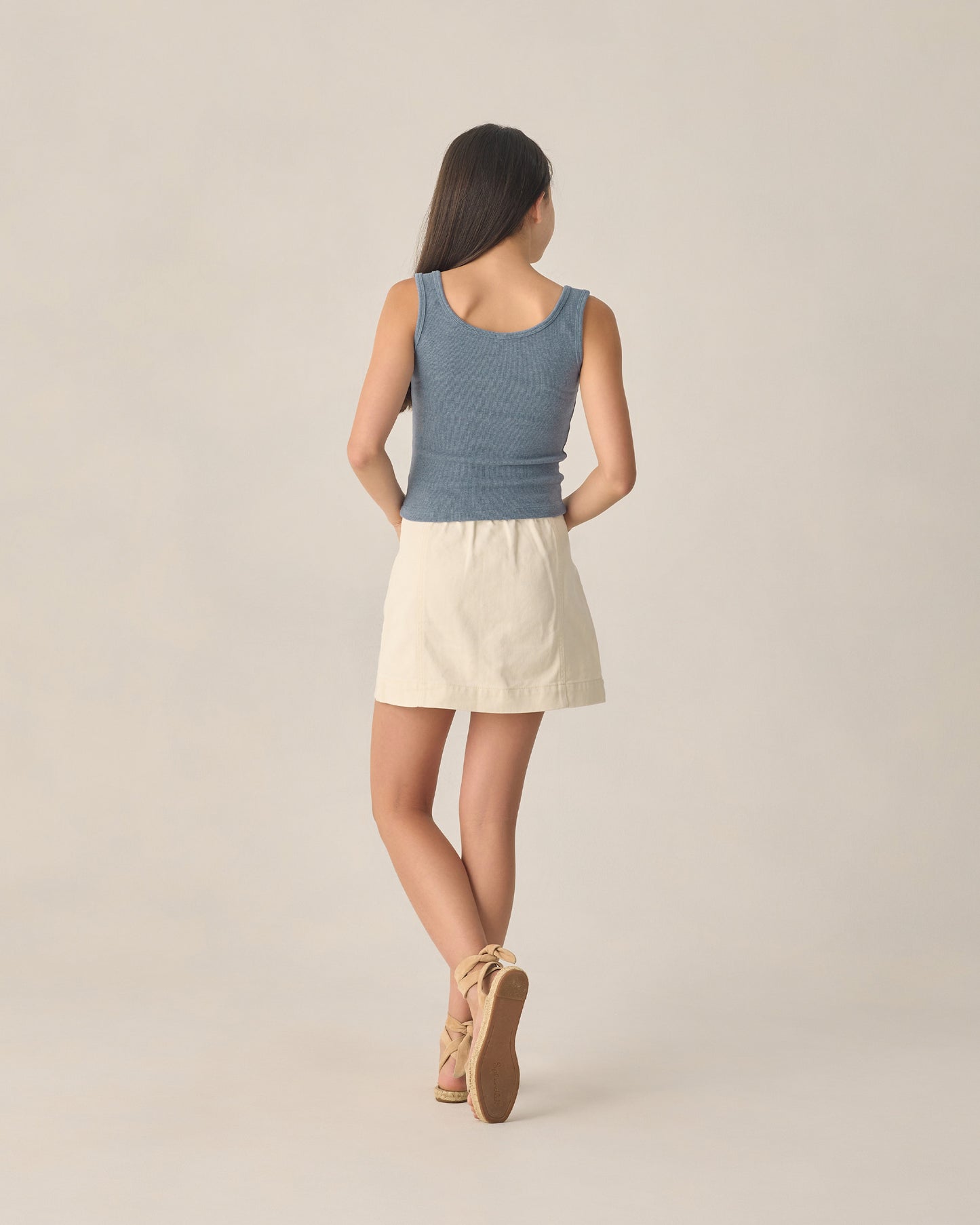 Ribbed Tank || Heathered Marine - Teen