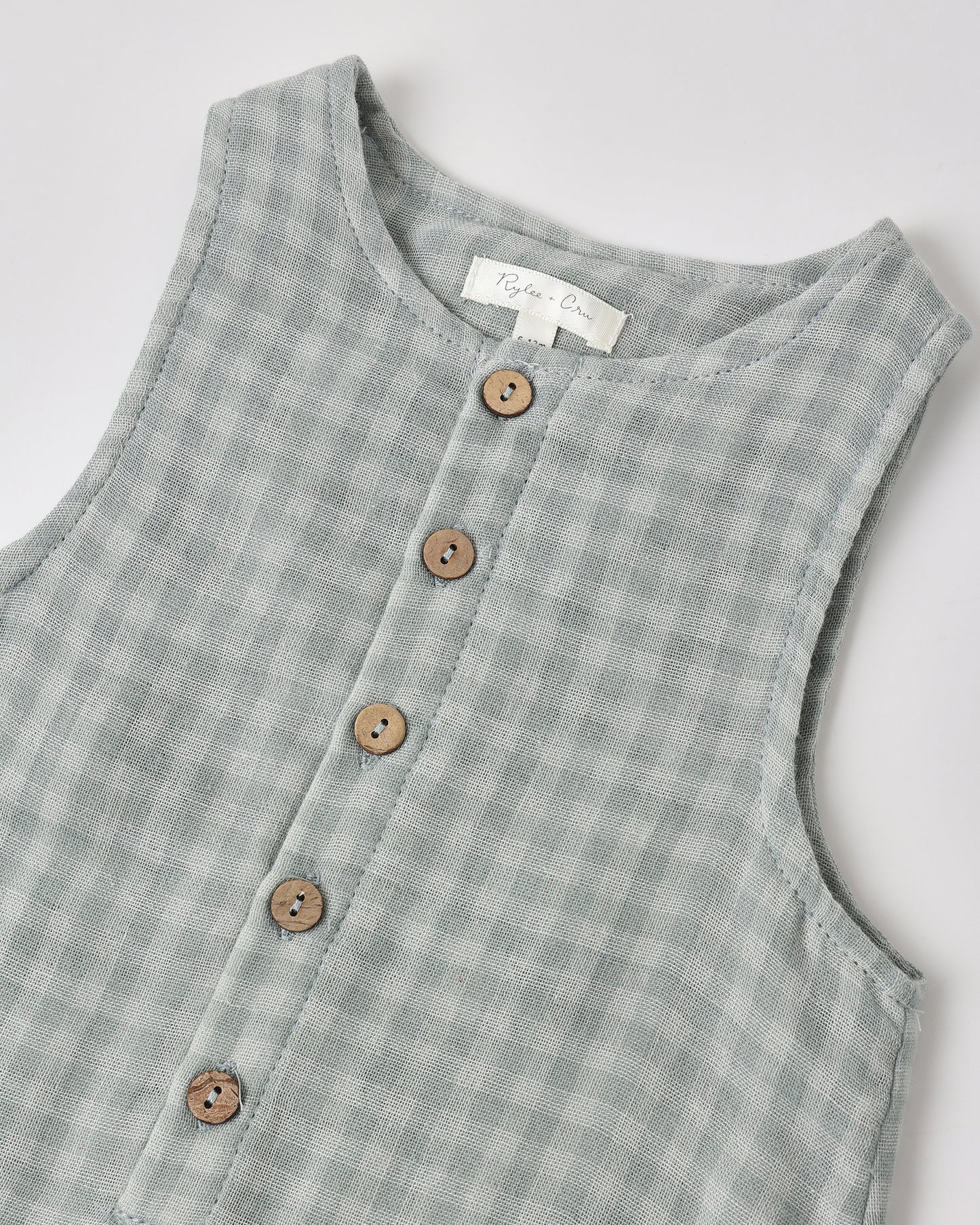 Button Jumpsuit || Green Gingham